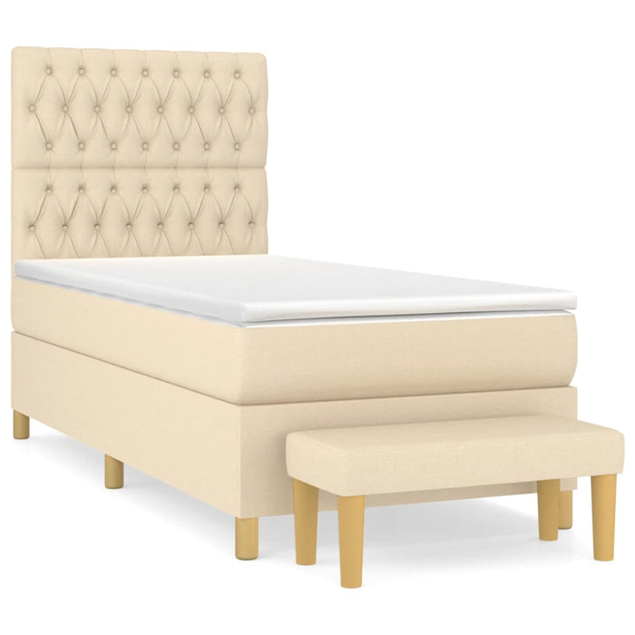 Pat box spring cu saltea, crem, 90x190 cm, textil - WALTI WALTI