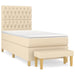 Pat box spring cu saltea, crem, 90x190 cm, textil - WALTI WALTI