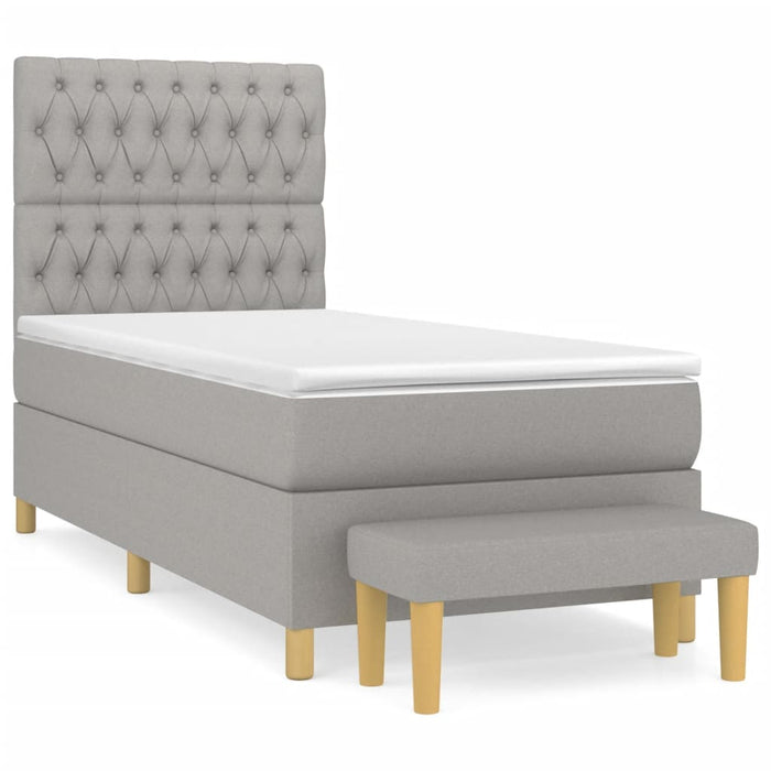Pat box spring cu saltea, gri deschis, 90x200 cm, textil - WALTI WALTI