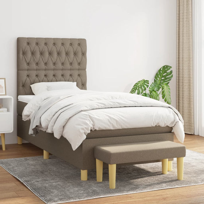 Pat box spring cu saltea, gri taupe, 90x200 cm, textil - WALTI WALTI