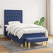 Pat box spring cu saltea, albastru, 90x200 cm, textil - WALTI WALTI