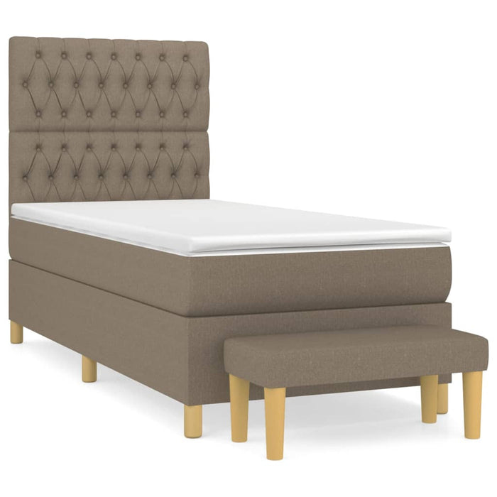 Pat box spring cu saltea, gri taupe, 100x200 cm, textil - WALTI WALTI