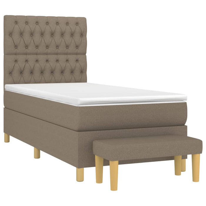 Pat box spring cu saltea, gri taupe, 100x200 cm, textil - WALTI WALTI