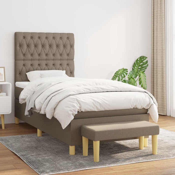 Pat box spring cu saltea, gri taupe, 100x200 cm, textil - WALTI WALTI
