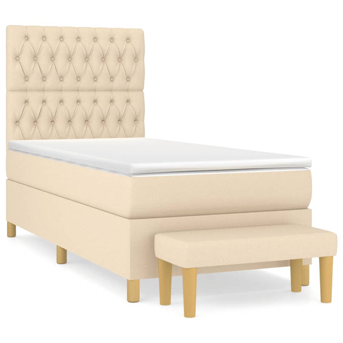 Pat box spring cu saltea, crem, 100x200 cm, textil - WALTI WALTI
