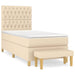 Pat box spring cu saltea, crem, 100x200 cm, textil - WALTI WALTI
