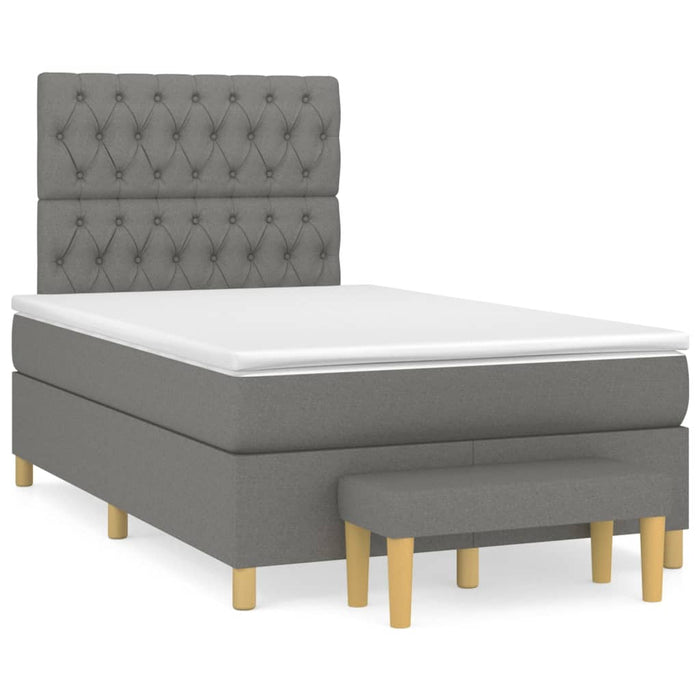 Pat box spring cu saltea, gri închis, 120x200 cm, textil - WALTI WALTI