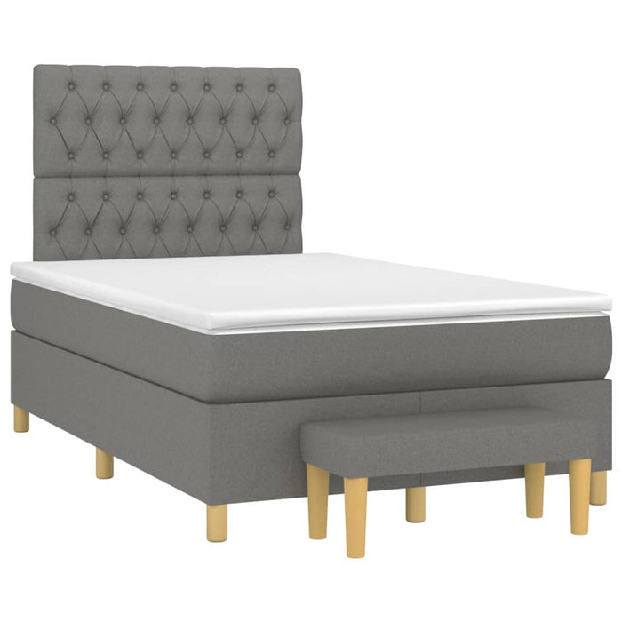 Pat box spring cu saltea, gri închis, 120x200 cm, textil - WALTI WALTI