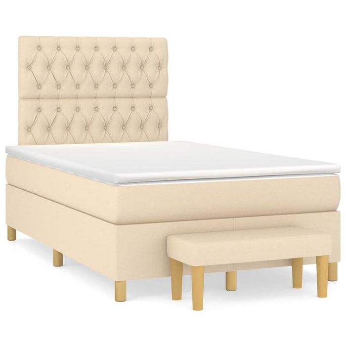 Pat box spring cu saltea, crem, 120x200 cm, textil - WALTI WALTI