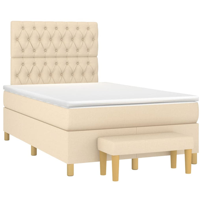 Pat box spring cu saltea, crem, 120x200 cm, textil - WALTI WALTI