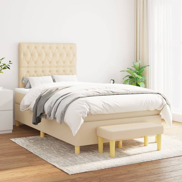 Pat box spring cu saltea, crem, 120x200 cm, textil - WALTI WALTI
