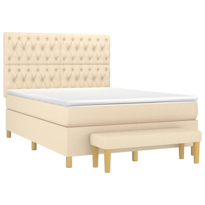 Pat box spring cu saltea, crem, 140x200 cm, textil - WALTI WALTI