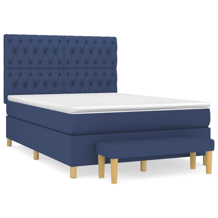 Pat box spring cu saltea, albastru, 140x200 cm, textil - WALTI WALTI
