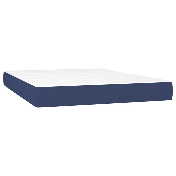 Pat box spring cu saltea, albastru, 140x200 cm, textil - WALTI WALTI