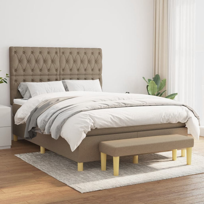 Pat continental cu saltea gri taupe 140x200 cm material textil - WALTI WALTI