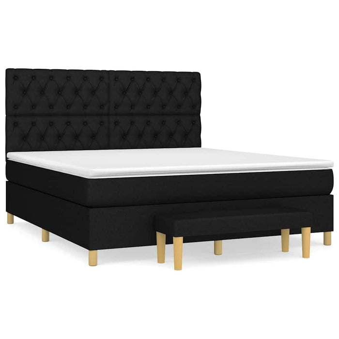 Pat box spring cu saltea, negru, 160x200 cm, textil - WALTI WALTI