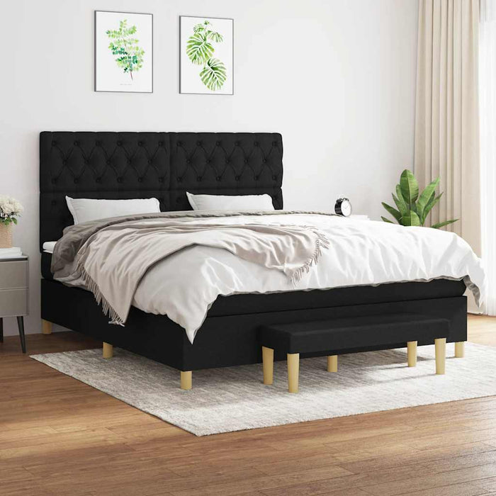 Pat box spring cu saltea, negru, 160x200 cm, textil - WALTI WALTI