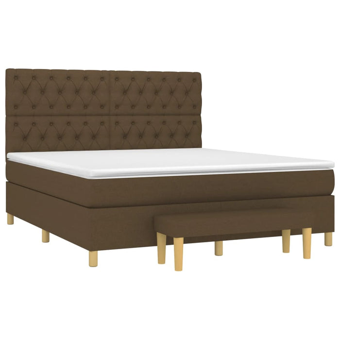Pat box spring cu saltea, maro închis, 160x200 cm, textil - WALTI WALTI