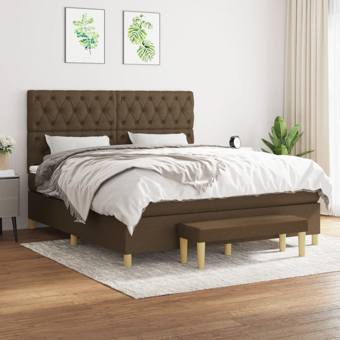 Pat box spring cu saltea, maro închis, 160x200 cm, textil - WALTI WALTI