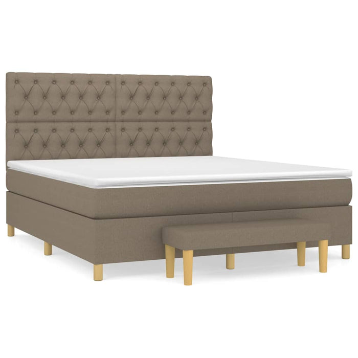 Pat box spring cu saltea, gri taupe, 160x200 cm material textil - WALTI WALTI