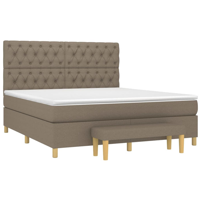 Pat box spring cu saltea, gri taupe, 160x200 cm material textil - WALTI WALTI
