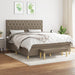 Pat box spring cu saltea, gri taupe, 160x200 cm material textil - WALTI WALTI