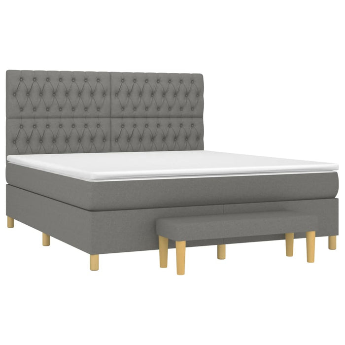 Pat box spring cu saltea, gri închis, 180x200 cm, textil - WALTI WALTI