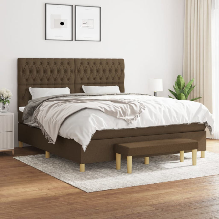 Pat continental cu saltea maro închis 180x200cm material textil - WALTI WALTI