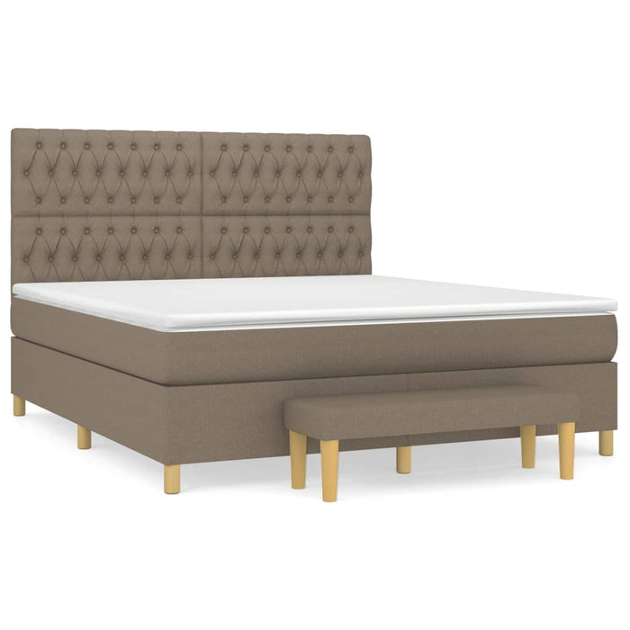 Pat continental cu saltea, gri taupe, 180x200 cm, textil - WALTI WALTI