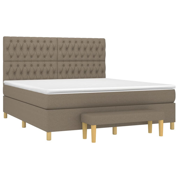 Pat continental cu saltea, gri taupe, 180x200 cm, textil - WALTI WALTI