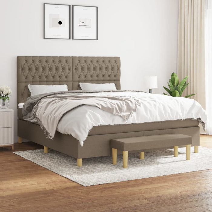 Pat continental cu saltea, gri taupe, 180x200 cm, textil - WALTI WALTI