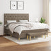Pat continental cu saltea, gri taupe, 180x200 cm, textil - WALTI WALTI
