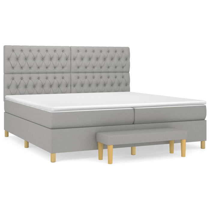 Pat box spring cu saltea, gri deschis, 200x200 cm, textil - WALTI WALTI