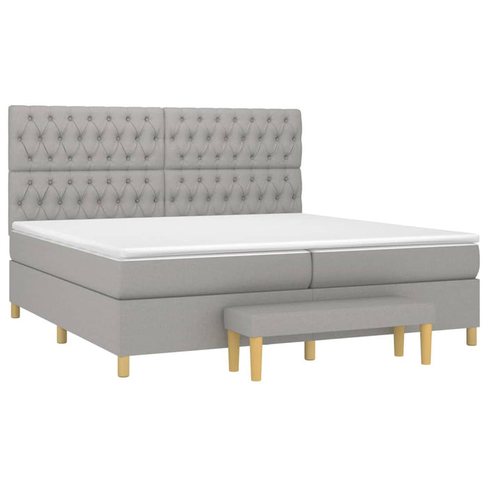 Pat box spring cu saltea, gri deschis, 200x200 cm, textil - WALTI WALTI