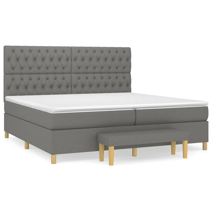 Pat box spring cu saltea, gri închis, 200x200 cm, textil - WALTI WALTI