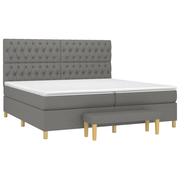 Pat box spring cu saltea, gri închis, 200x200 cm, textil - WALTI WALTI