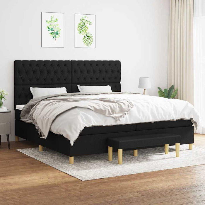 Pat box spring cu saltea, negru, 200x200 cm, textil - WALTI WALTI
