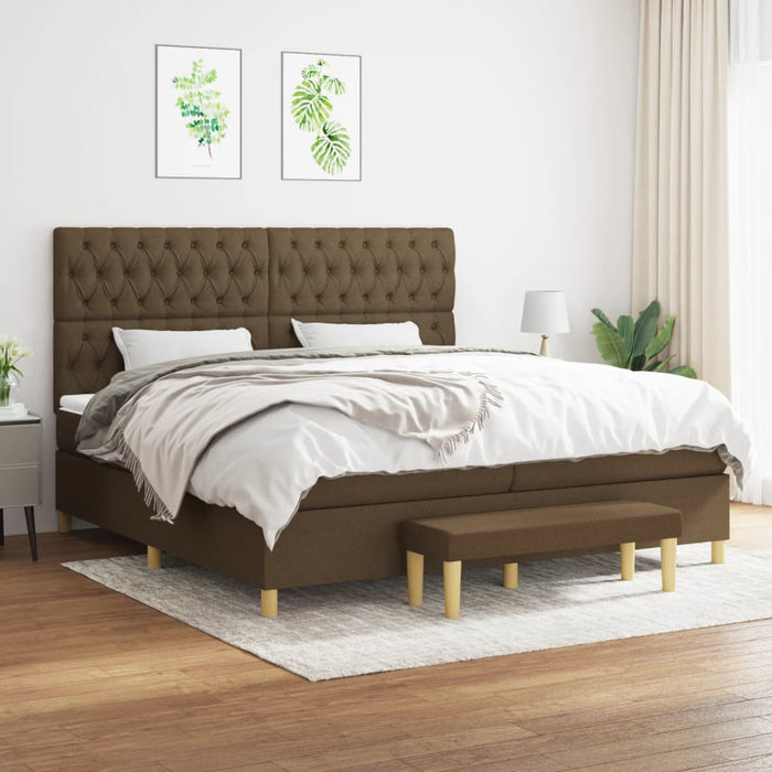 Pat box spring cu saltea, maro închis, 200x200 cm, textil - WALTI WALTI