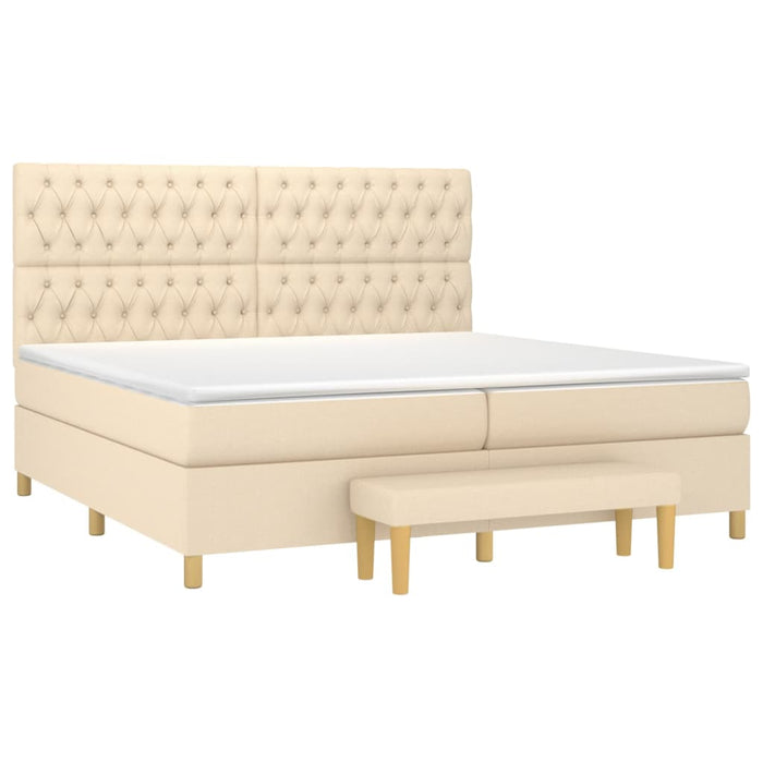 Pat box spring cu saltea, crem, 200x200 cm, textil - WALTI WALTI