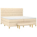 Pat box spring cu saltea, crem, 200x200 cm, textil - WALTI WALTI