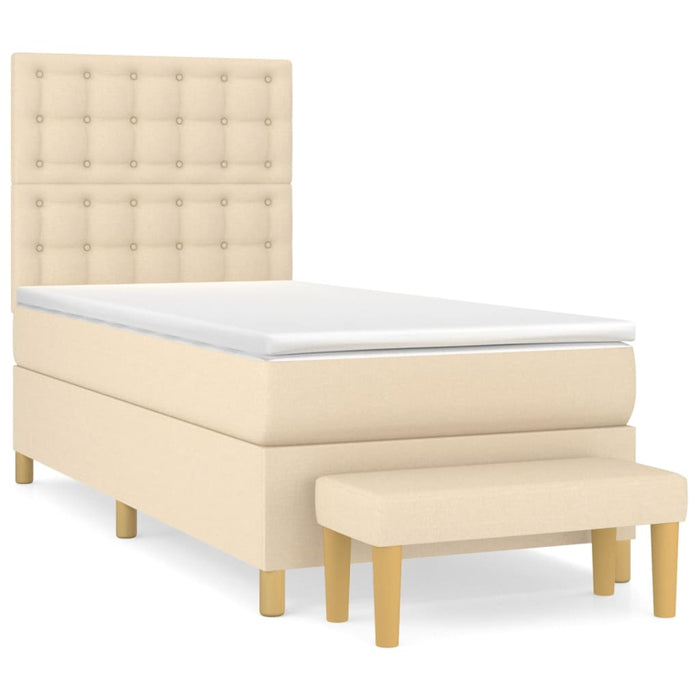 Pat box spring cu saltea, crem, 80x200 cm, textil - WALTI WALTI
