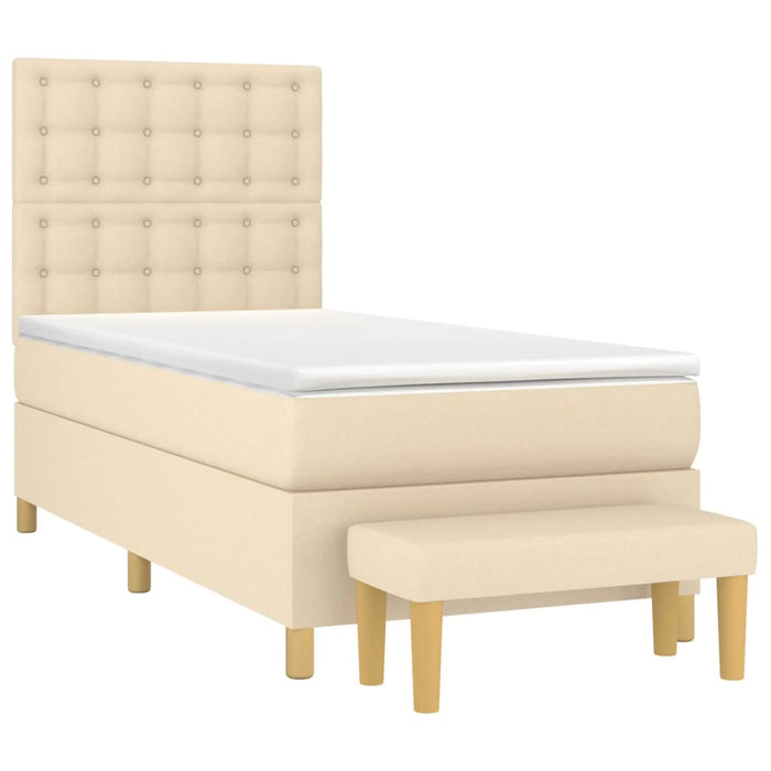Pat box spring cu saltea, crem, 80x200 cm, textil - WALTI WALTI