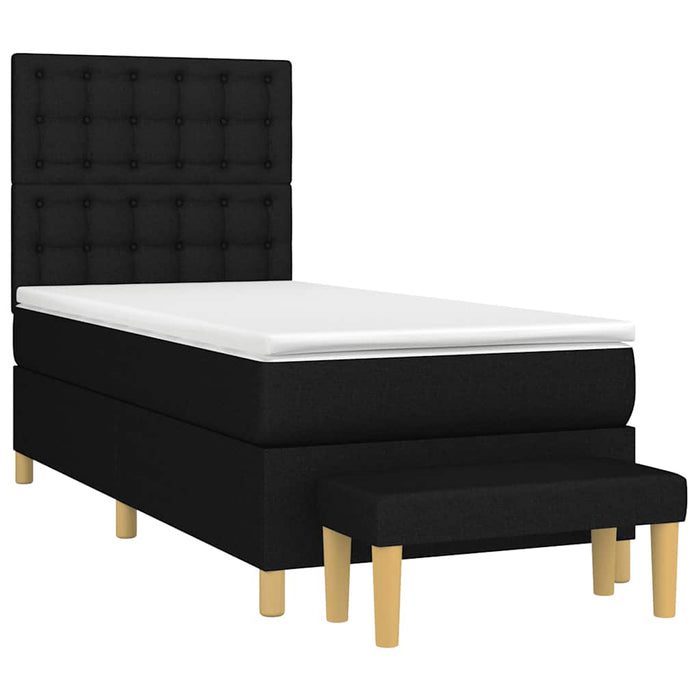 Pat box spring cu saltea, negru, 90x190 cm, textil - WALTI WALTI