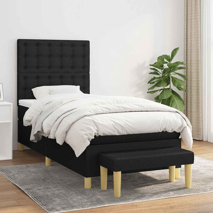 Pat box spring cu saltea, negru, 90x190 cm, textil - WALTI WALTI