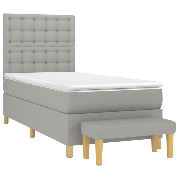 Pat box spring cu saltea, gri deschis, 90x200 cm, textil - WALTI WALTI