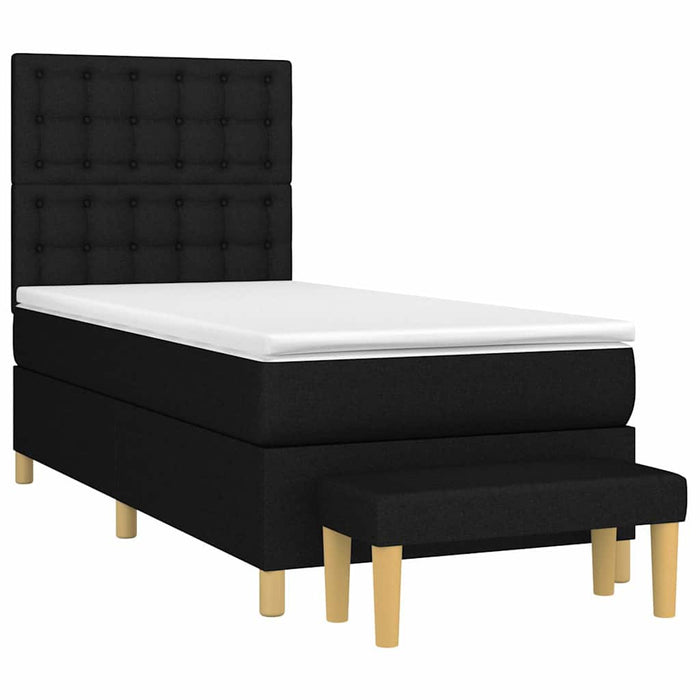 Pat box spring cu saltea, negru, 90x200 cm, textil - WALTI WALTI