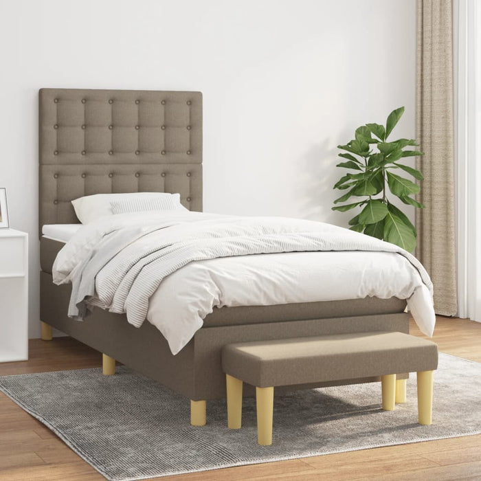 Pat box spring cu saltea, gri taupe, 90x200 cm, textil - WALTI WALTI