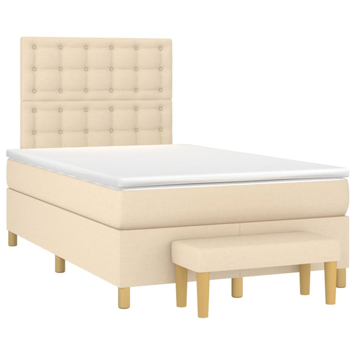 Pat box spring cu saltea, crem, 120x200 cm, textil WALTI