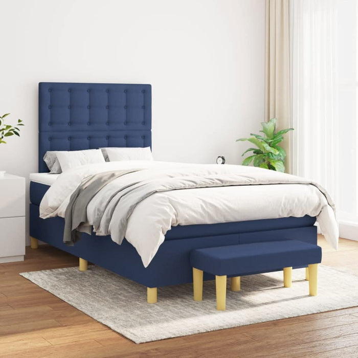 Pat box spring cu saltea, albastru, 120x200 cm, textil - WALTI WALTI