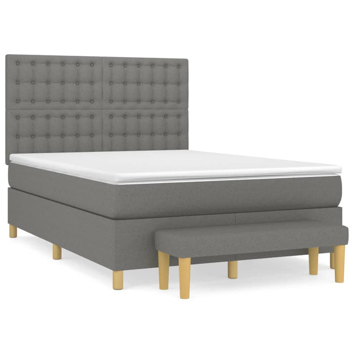 Pat box spring cu saltea, gri închis, 140x190 cm, textil - WALTI WALTI